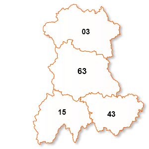 carte de la région Auvergne