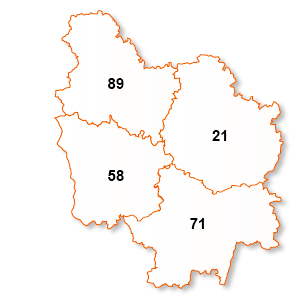 carte de la région Bourgogne