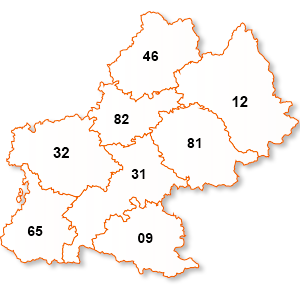 carte de la région Midi-Pyrénées