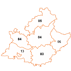 carte de la région Provence-Alpes-Côte-d’Azur