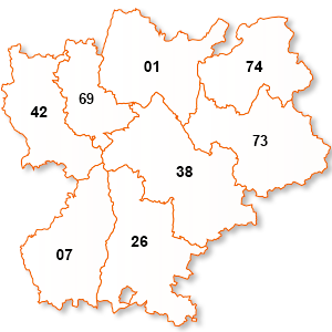 carte de la région Rhône-Alpes