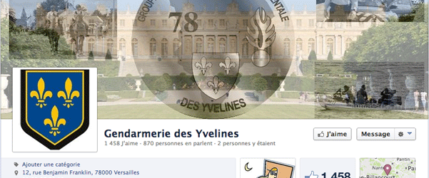 Page fan Facebook des gendarmes des Yvelines